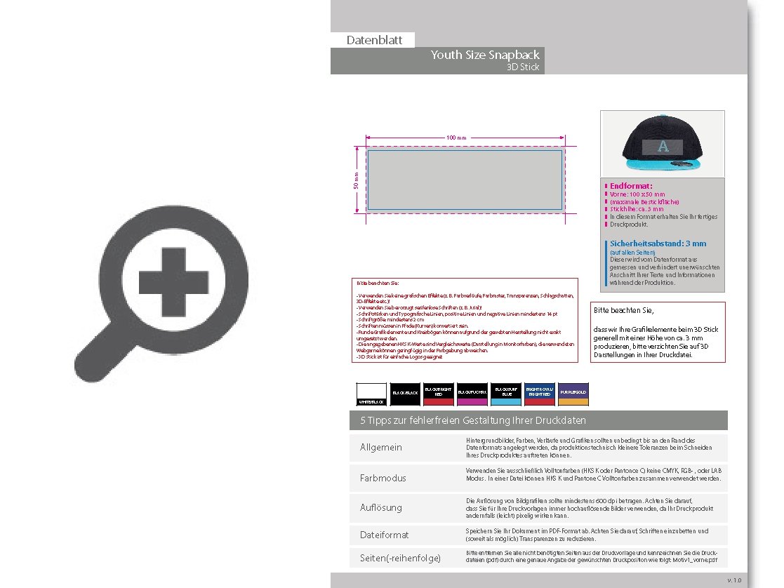 Product Bild youth_size_snapback_cap__mit_einer_stickposition_(vorne_mittig)